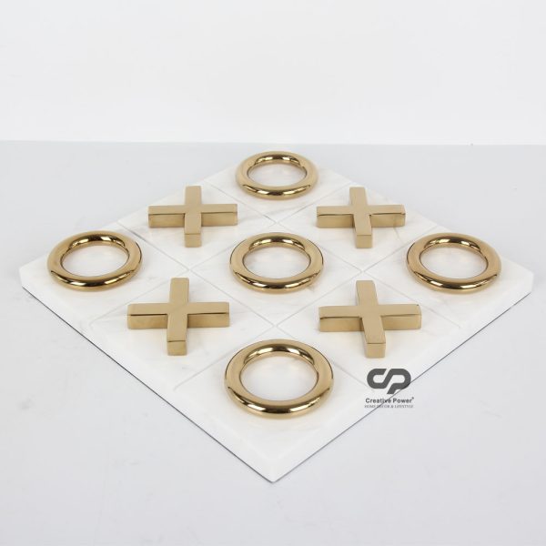 Luxury Gold Tic Tac Toe with Marble Textured Board