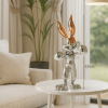 Gold chrome bunny boxer figurine for office or living room